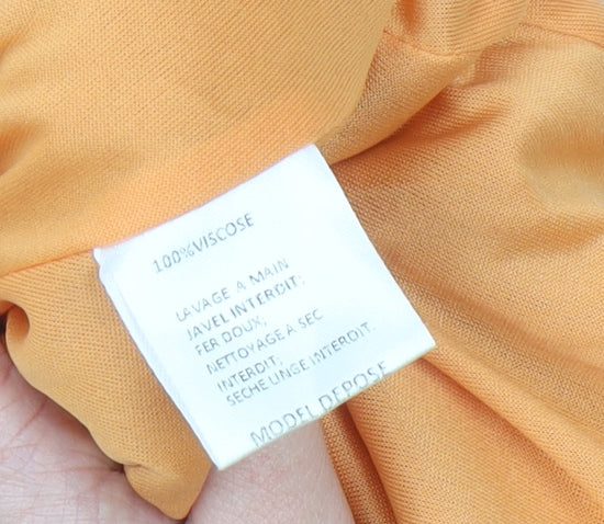 Lucy Wang Women’s Orange Midi A-Line Summer Dress L Viscose