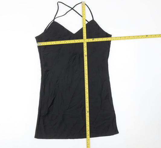 Topshop Women’s Black Slip Dress Size 6 Sleeveless V-Neck Short Length
