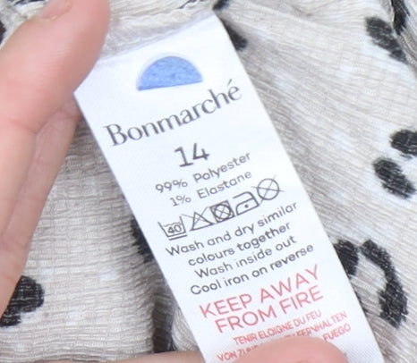 Bonmarché Women’s Beige Animal Print Tunic Blouse Size 14