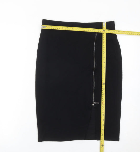 Next Women Black Size 12 Pencil Skirt Knee Length Zip Detail
