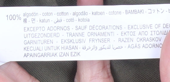 Zara Men Green XL Cotton Crew Neck Short Sleeve T-Shirt