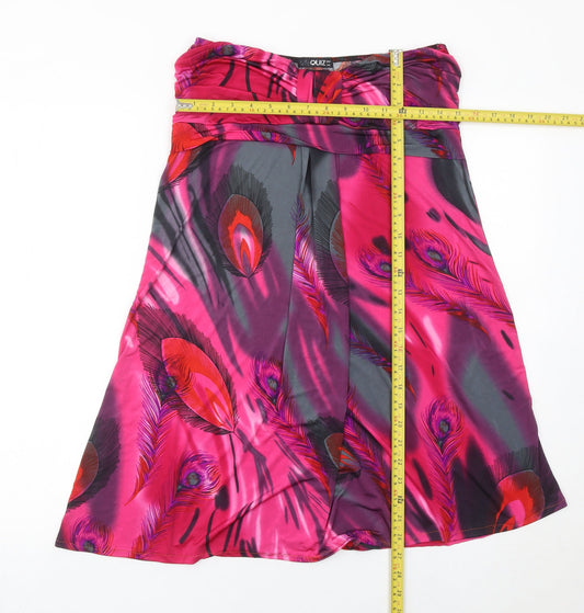 Quiz Women’s Pink Strapless Satin Knee Length Dress Size 16