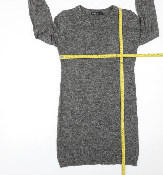 Brave Soul Women’s Grey Jumper Dress Size S Long Sleeve Knit