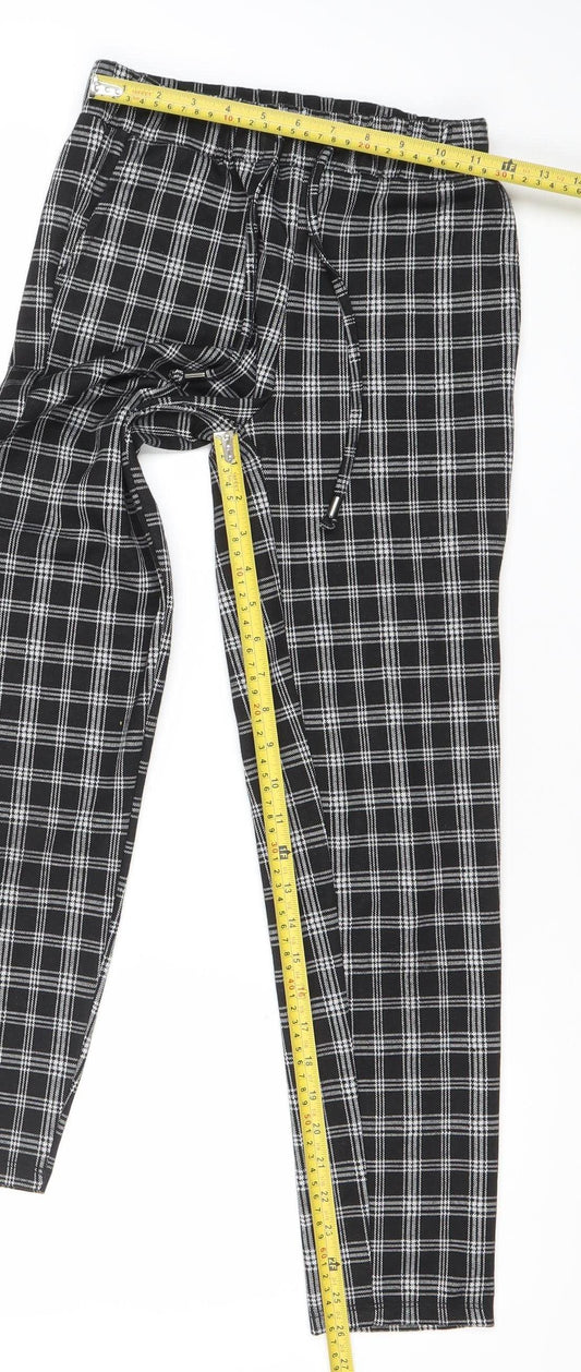 New Look Women’s Black Plaid Jogger Trousers Size UK 4