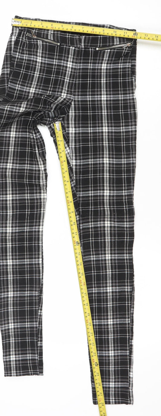 New Look Womens Black Plaid Slim Fit Skinny Trousers UK 6