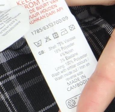 New Look Womens Black Plaid Slim Fit Skinny Trousers UK 6