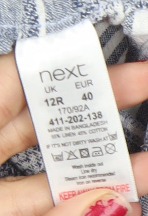 Next Women’s Blue Striped Linen Blend Sleeveless Jumpsuit Size 12