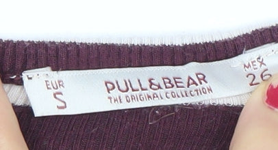 Womens UK Size 8 Pull&Bear Brown Basic T-Shirt