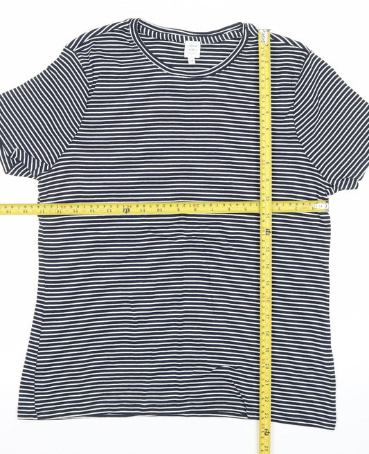 John Lewis Women’s Blue Striped Cotton Jersey T-Shirt Size 14