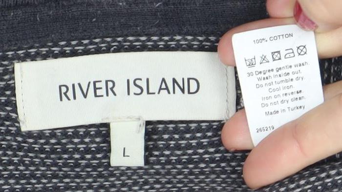 River Island Men’s Grey Cotton Crew Neck Pullover Jumper Size L