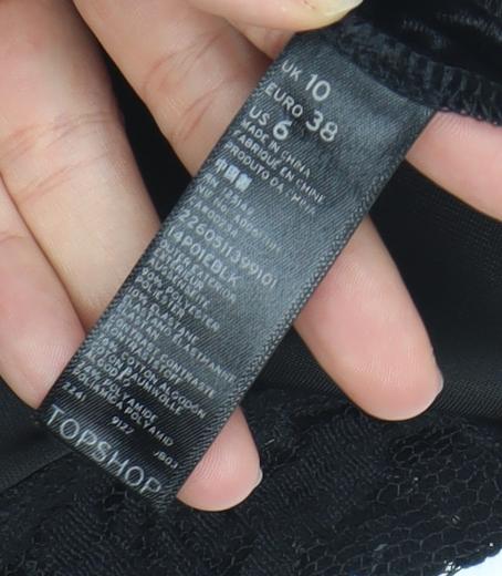 Topshop Womens Black Lace Velvet Playsuit Size 10 V-Neck Strappy