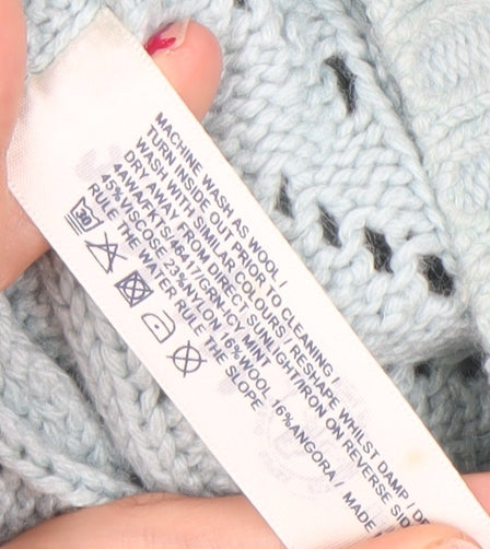 Fat Face Womens Blue Cable Knit Jumper Size 12 Crew Neck