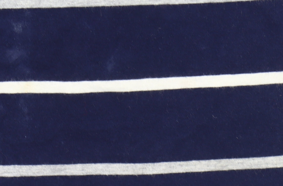 Nanny State Mens Blue Striped Polo Shirt Size L Cotton Short Sleeve