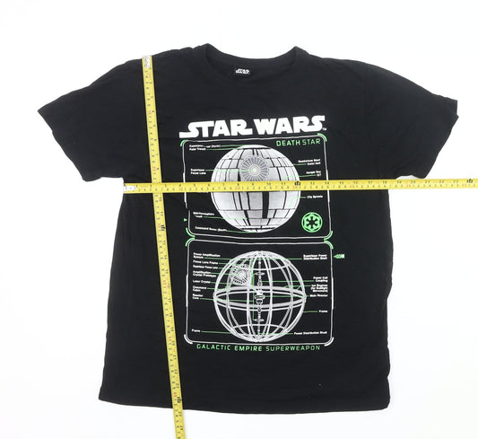 Peacocks Men's Black Star Wars Death Star Graphic T-Shirt Size M