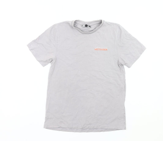 Métissier Paris Boys Grey L Logo Print Cotton Crew Neck T-Shirt