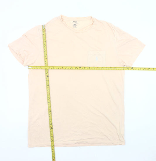 Ralph Lauren Men’s Beige Stretch Cotton Crew Neck Pocket T-Shirt M