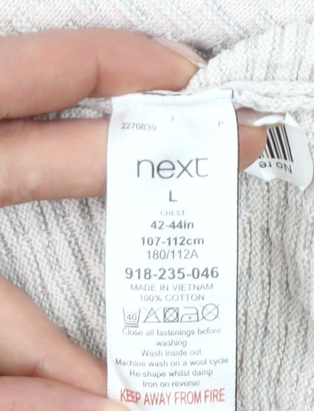 Next Men’s Beige Cotton Short Sleeve Polo Shirt Size L