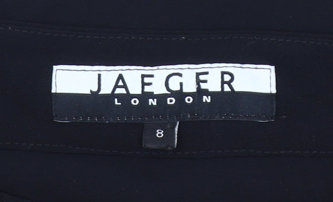 Jaeger Women’s Black Beige Stripe Shift Dress Size 8 Short Sleeve