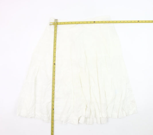 Oasis Women’s White Cotton A-Line Midi Skirt Size 10