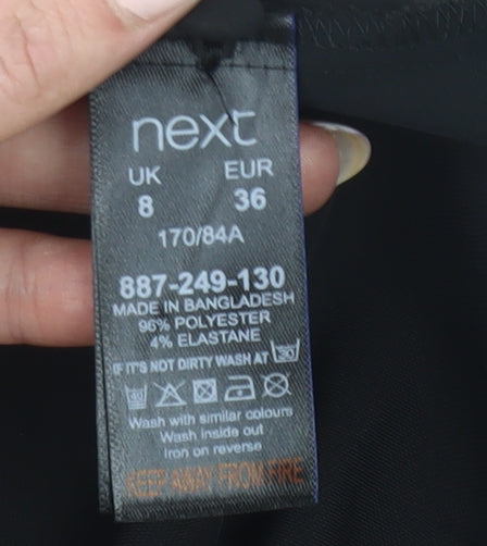 Next Women’s Black Blouse UK 8 Short Sleeve Crew Neck Work Top