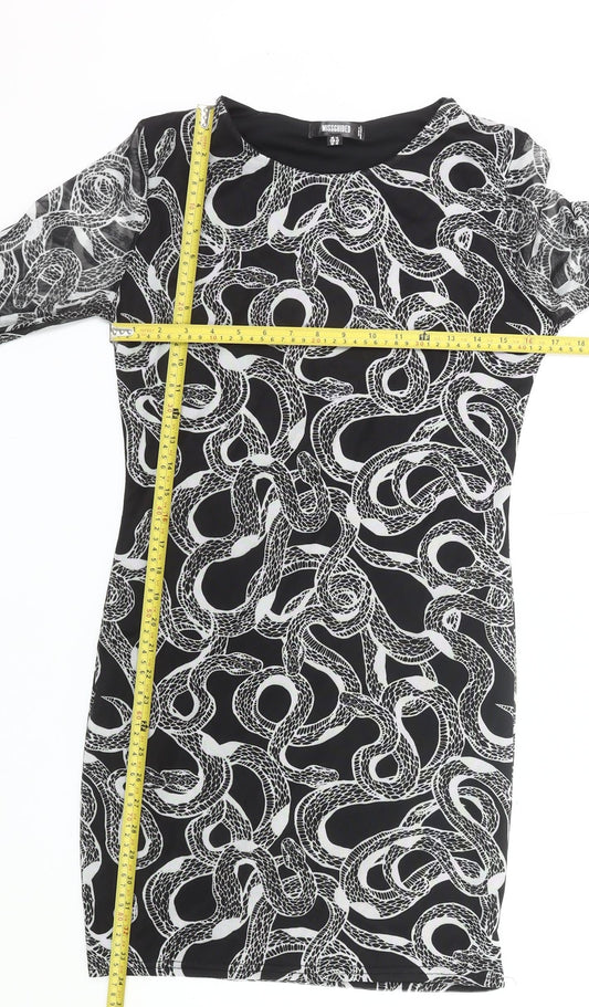 Missguided Women’s Black Snake Print Bodycon Mini Dress UK 14