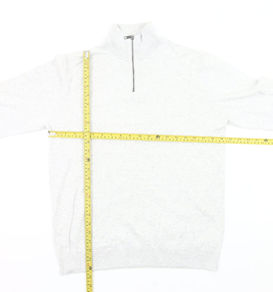 Next Men’s Grey M Cotton Nylon 1/4 Zip High Neck Jumper