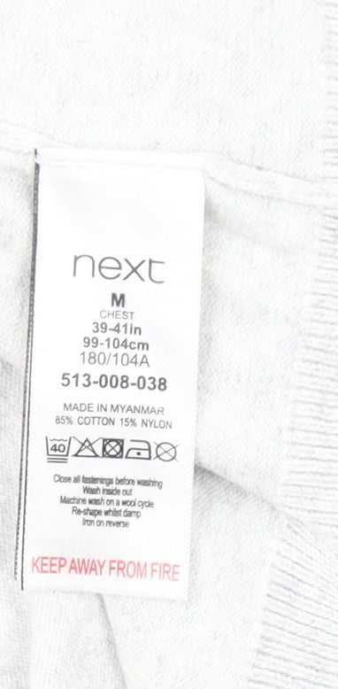 Next Men’s Grey M Cotton Nylon 1/4 Zip High Neck Jumper