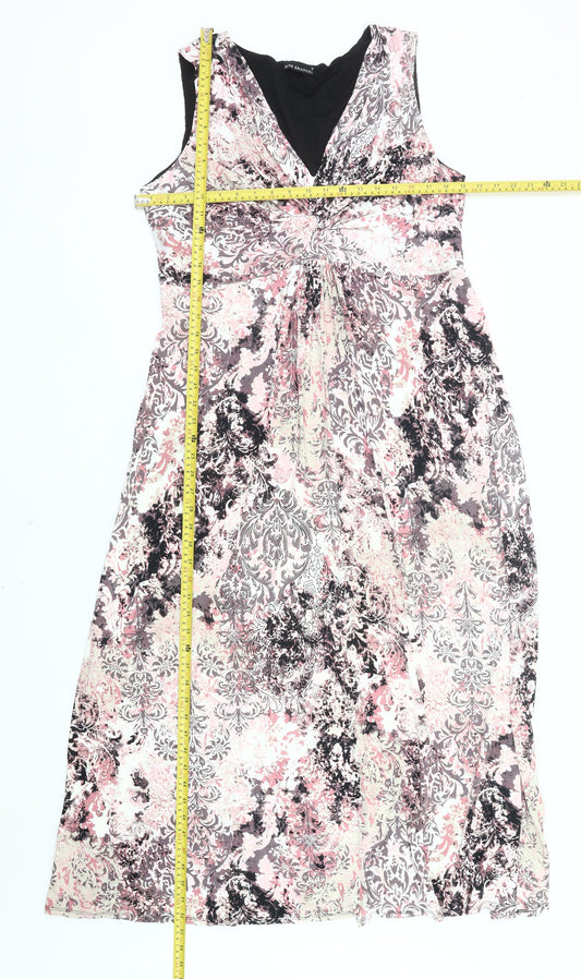 David Emanuel Womens Pink Floral A-Line Viscose Knee Length Dress Size 18