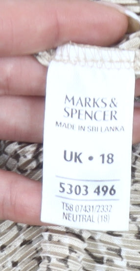 Womens UK Size 18 Marks and Spencer Beige Basic T-Shirt