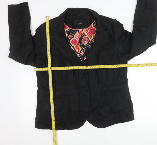 Next Women Black Linen Blazer Jacket Size 20 Workwear Formal