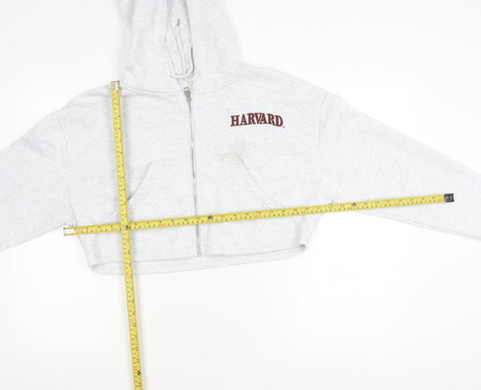 Primark Women’s Grey Cropped Harvard Hoodie Jacket Size 12