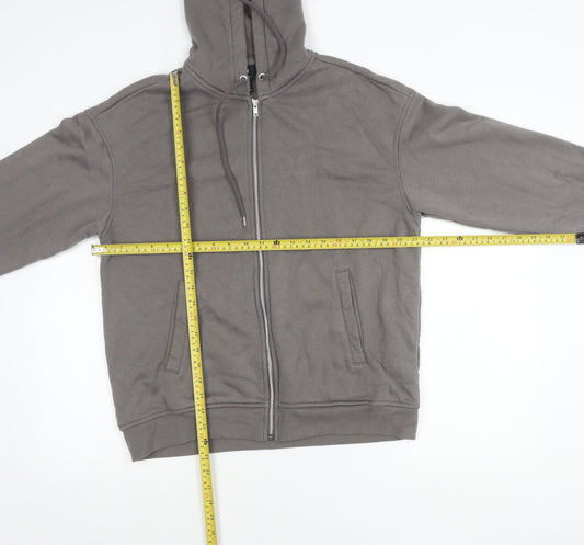H&M Women Grey Size 12 Hooded Zip Basic Jacket with Pockets