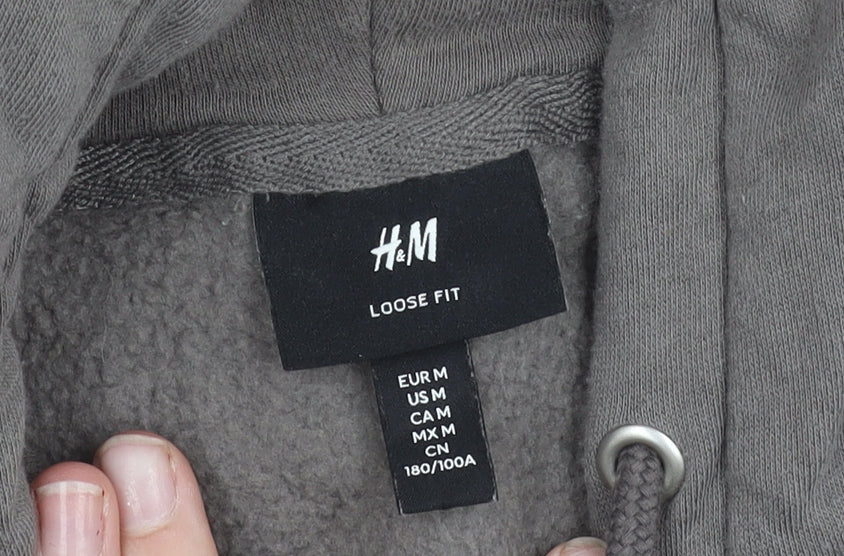 H&M Women Grey Size 12 Hooded Zip Basic Jacket with Pockets