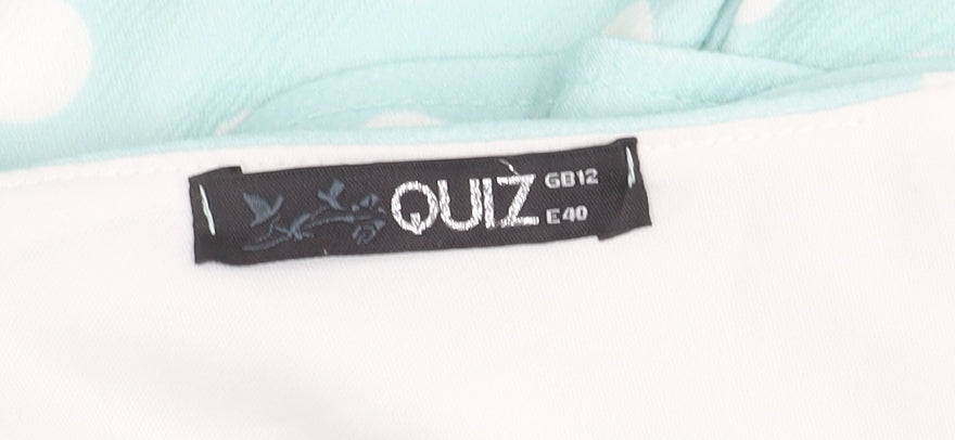 Quiz Women Blue Polka Dot Jumpsuit Size 12 Wide-Leg Off Shoulder