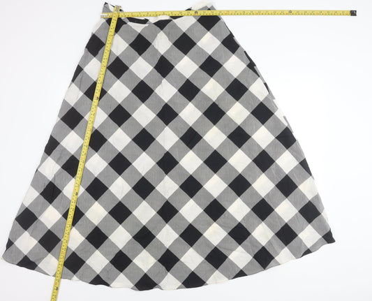 Marks and Spencer Women’s Black White Check Midi A-Line Skirt Size 12 Petite