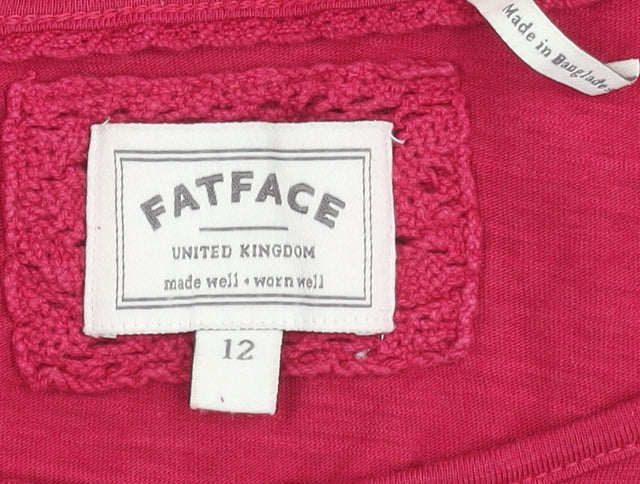 Womens UK Size 12 FatFace Pink Basic T-Shirt