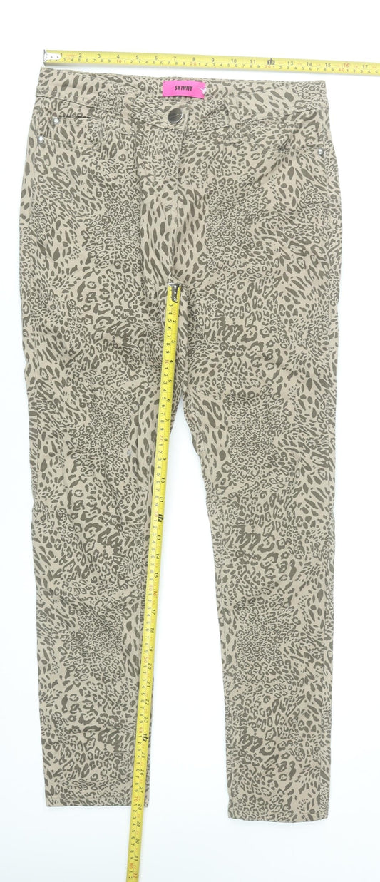 George Womens Beige Animal Print Skinny Jeans Size 12