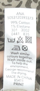 George Womens Beige Animal Print Skinny Jeans Size 12