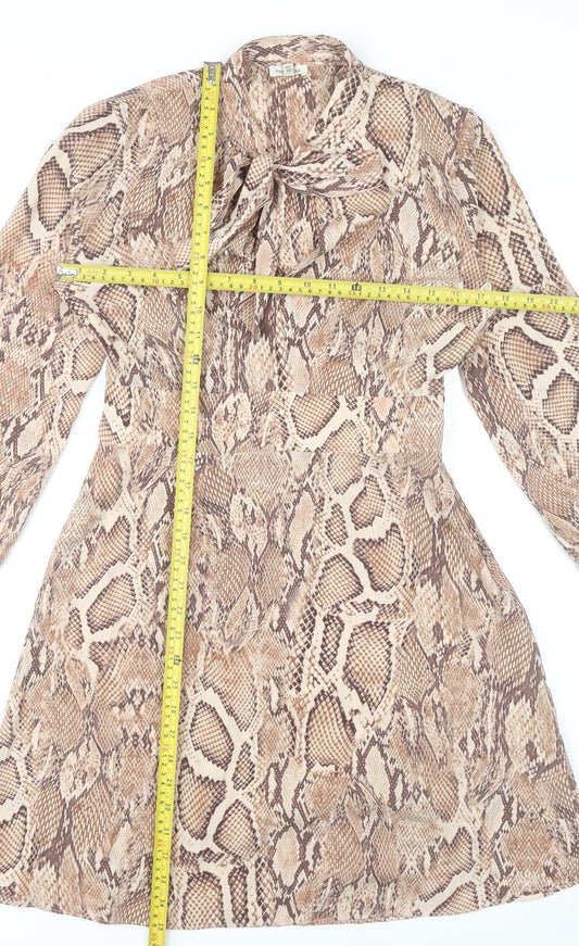 River Island Women’s Brown Snake Print Mini Shift Dress UK 10