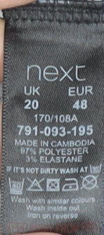 Womens UK Size 20 NEXT Black Tunic Blouse