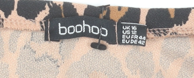 Boohoo Women’s Leopard Print Shift Dress Size 16 Short Sleeve