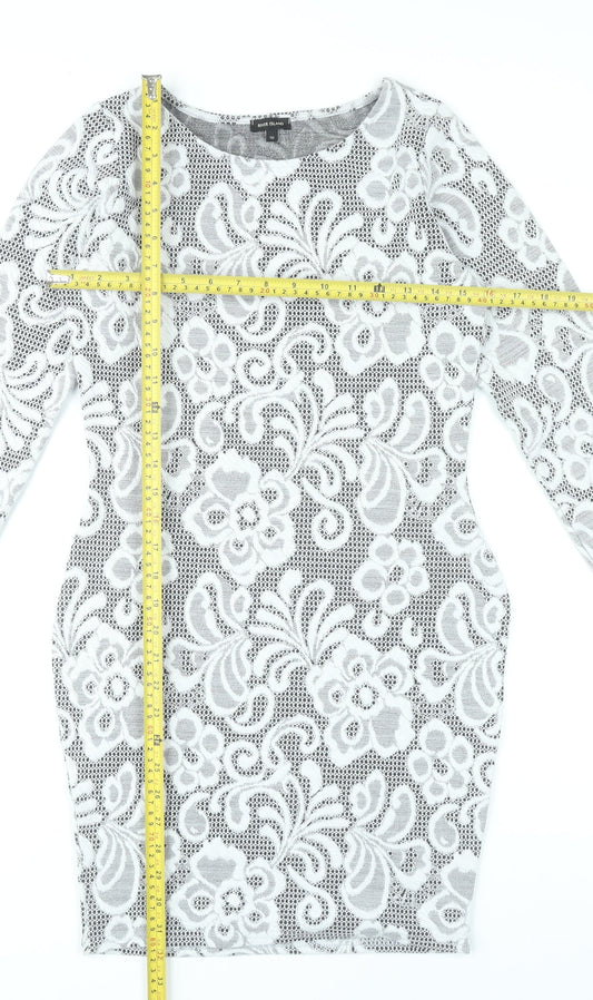River Island Women’s White Floral Lace Bodycon Dress Size 10