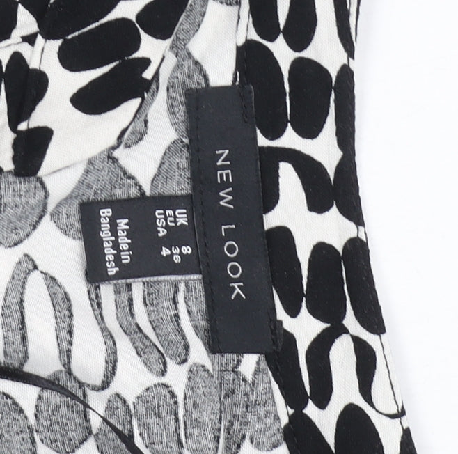 New Look Womens Black White Jumpsuit UK 8 V-Neck Short Sleeve