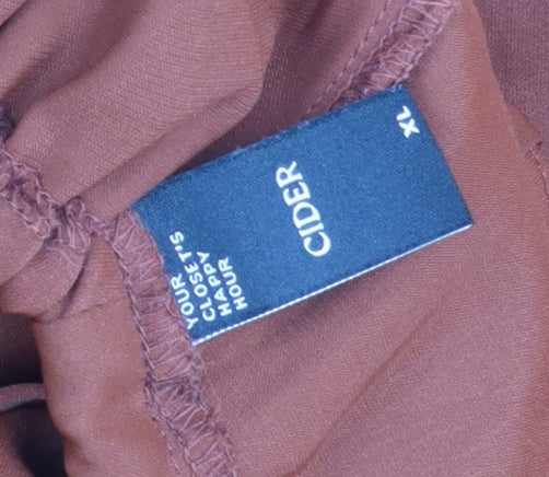 Cider Women Brown XL Sleeveless Wide-Leg Halter Jumpsuit