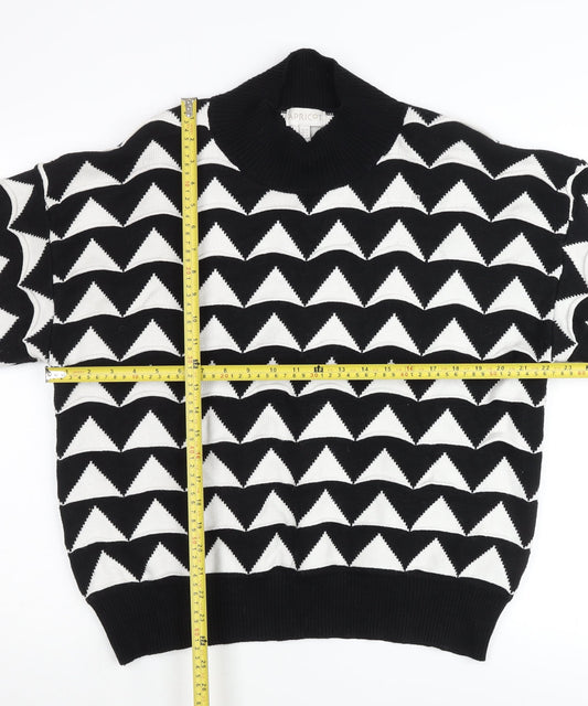 Apricot Women’s Black White Roll Neck Geometric Jumper UK 14