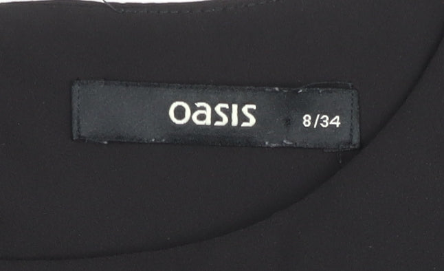 Oasis Womens Black Blouse Size 8 Short Sleeve Scoop Neck