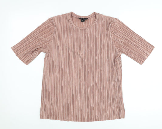 Additional front view of Atmosphere Women Pink, size 10, Short Sleeve Velour T-Shirt