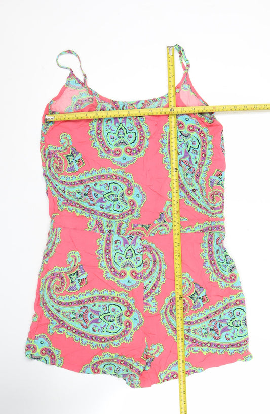 Marks and Spencer Women’s Pink Paisley Viscose Playsuit Size 14