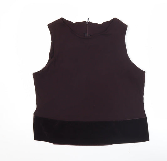 Marks and Spencer Women’s Brown Sleeveless Blouse UK 20 Round Neck