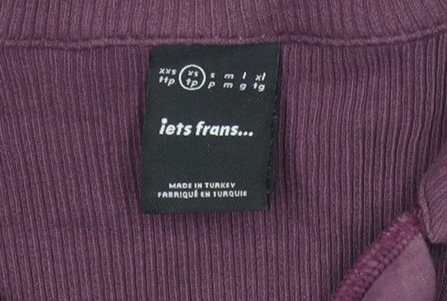 iets frans Women’s Purple XS Playsuit Collared Ribbed Knit Short Sleeve